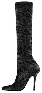 (W) Saint Laurent Talia 'Bota Alta de Terciopelo Negro' 711197AAAPV1000 Buy (W) Saint Laurent Talia 'Bota Alta de Terciopelo Negro' 711197AAAPV1000