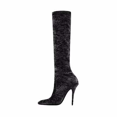 (W) Saint Laurent Talia 'Velvet Black High Top Boot'