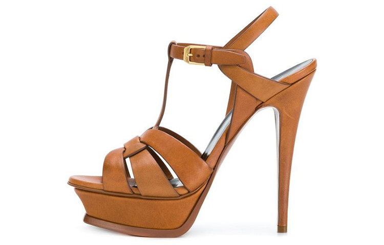 (Women) Saint Laurent Tribute 'Brown T-Strap Sandal' 315487BDA002206