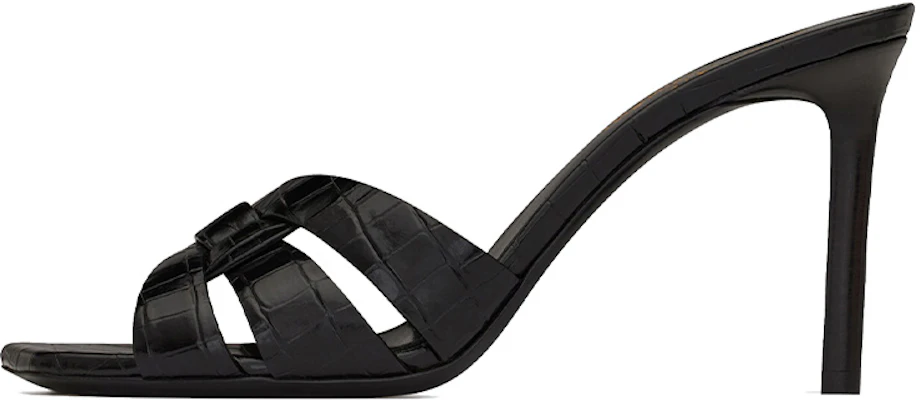 (Women) Saint Laurent Tribute 'Crocodile Embossed Shiny Black Mule High Heels' 6509861YQ001000 Buy (Women) Saint Laurent Tribute 'Crocodile Embossed Shiny Black Mule High Heels' 6509861YQ001000