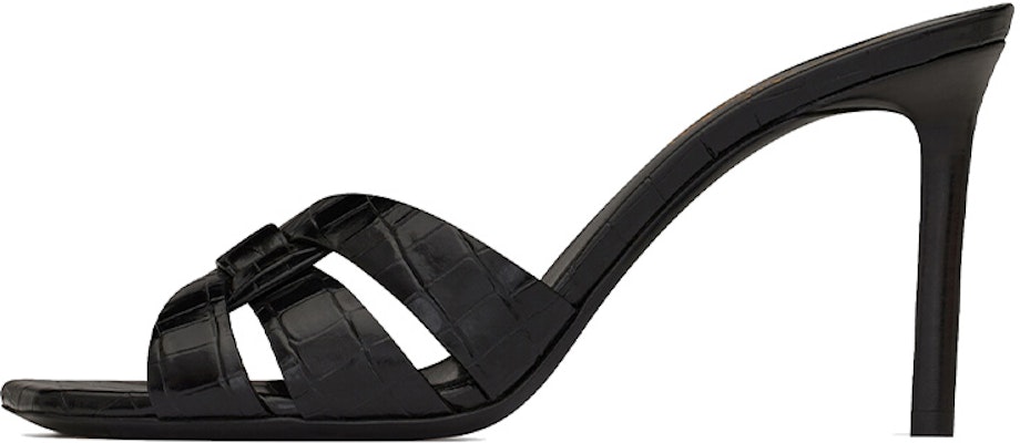 (Women) Saint Laurent Tribute 'Crocodile Embossed Shiny Black Mule High Heels' 6509861YQ001000 Buy (Women) Saint Laurent Tribute 'Crocodile Embossed Shiny Black Mule High Heels' 6509861YQ001000
