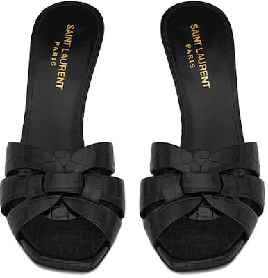 (Women) Saint Laurent Tribute 'Crocodile Embossed Shiny Black Mule High Heels' 6509861YQ001000 Shop (Women) Saint Laurent Tribute 'Crocodile Embossed Shiny Black Mule High Heels' 6509861YQ001000