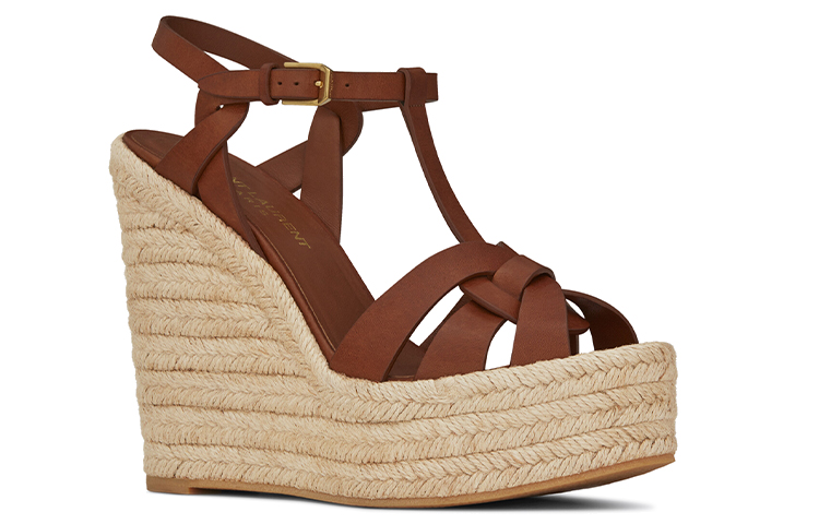 Order (W) Sandal Wedges Kasual Coklat Saint Laurent Tribute 611924BDA002206
