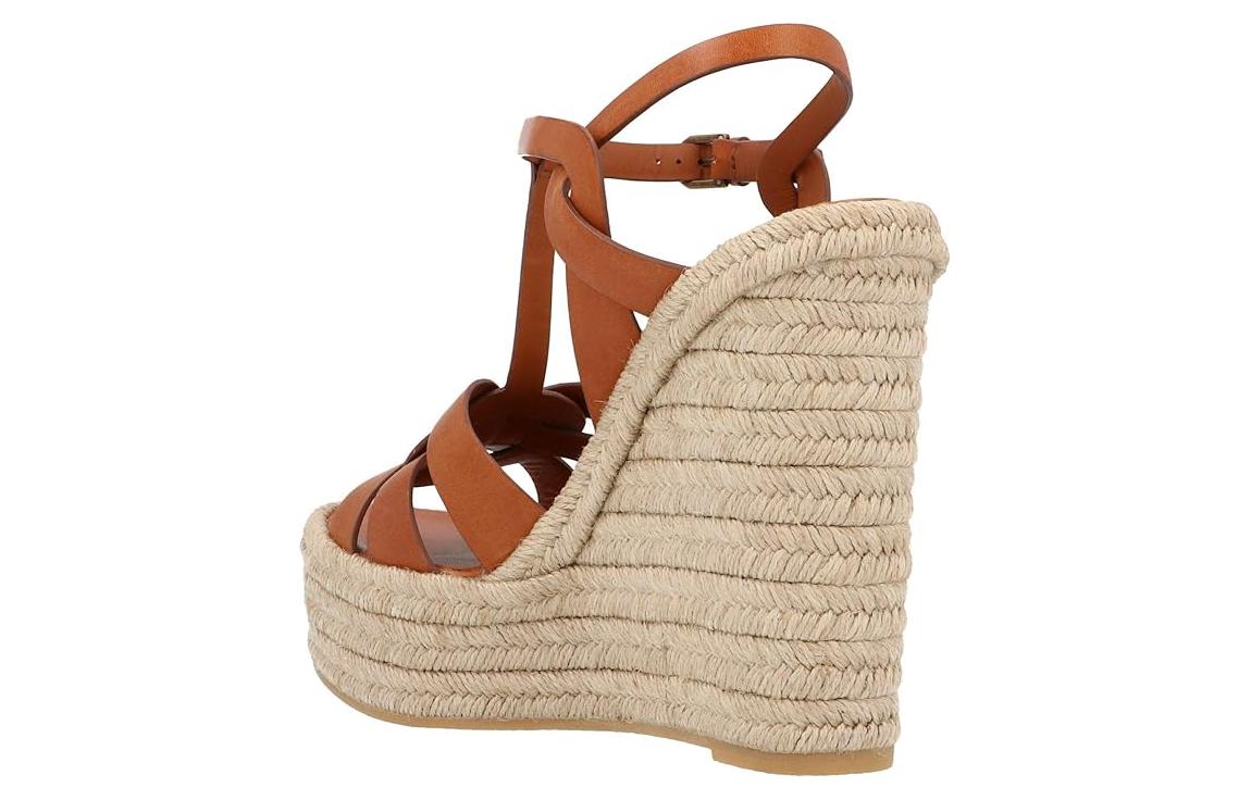 Lookbook (Women) Saint Laurent Tribute 'Simple Casual Fashion Wedge Sandal Brown' 611924BDA002206