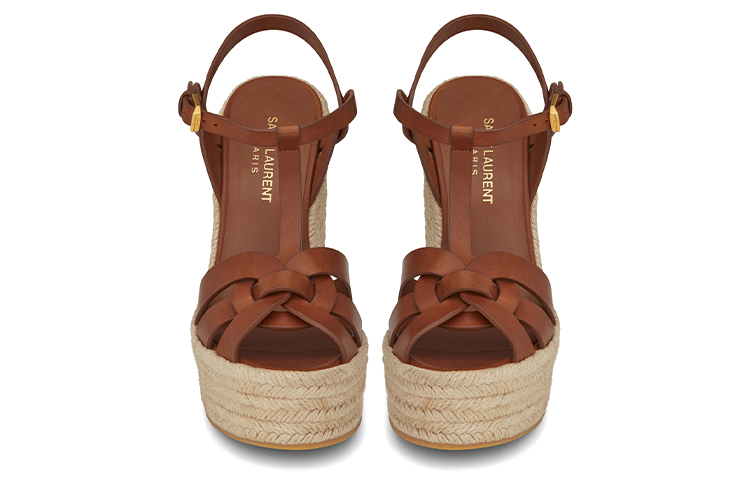 Purchase (W) Sandal Wedges Kasual Coklat Saint Laurent Tribute 611924BDA002206