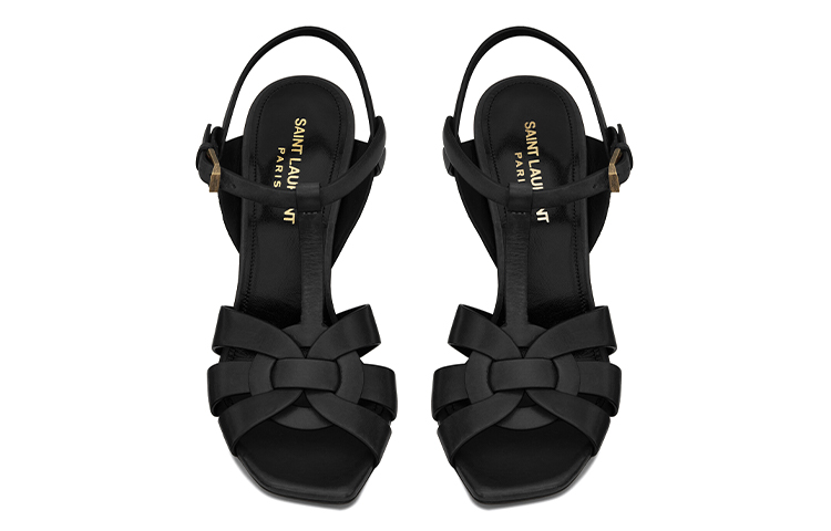 Shop (Women) Saint Laurent Tribute 'Smooth Black Leather High Heels' 620673DWE001000