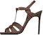 (W) Saint Laurent Tribute 'Tinggi Kulit Licin Coklat Tumit Tinggi' 620673DWE006023