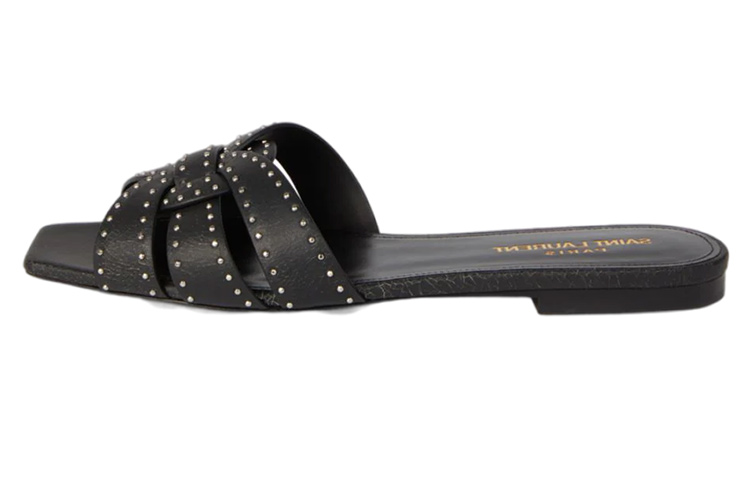 (Women) Saint Laurent Tribute 'Studded Black Leather' 688670AAAHQ1000