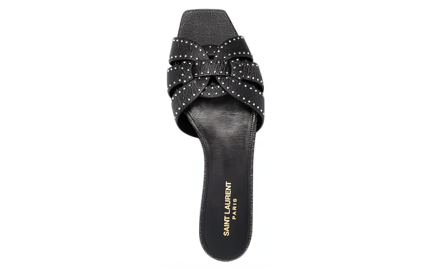 Shop (Women) Saint Laurent Tribute 'Studded Black Leather' 688670AAAHQ1000