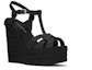 Order (W) Saint Laurent Tribute Hitam 'Wedges Espadrille Kulit Halus' 611924BDA001000