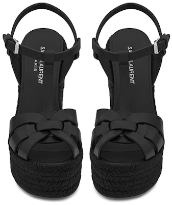 (W) Saint Laurent Tribute Hitam 'Wedges Espadrille Kulit Halus' 611924BDA001000 Lookbook (W) Saint Laurent Tribute Hitam 'Wedges Espadrille Kulit Halus' 611924BDA001000