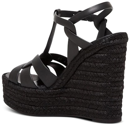 (Women) Saint Laurent Tribute Black 'Smooth Leather Espadrille Wedge' 611924BDA001000 Shop (Women) Saint Laurent Tribute Black 'Smooth Leather Espadrille Wedge' 611924BDA001000