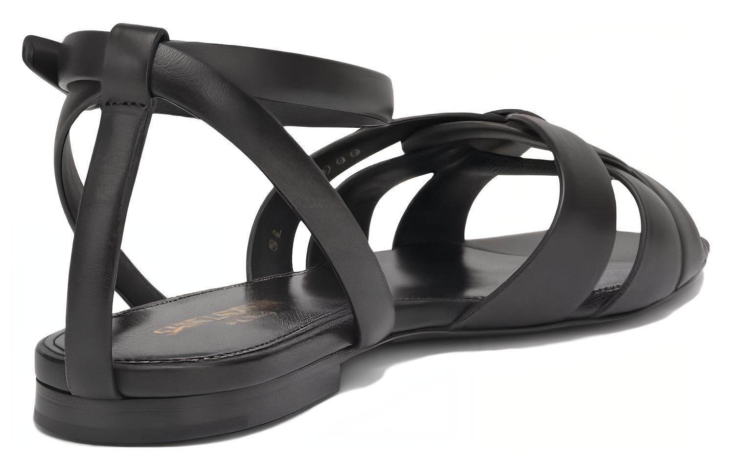 Lookbook (W) Saint Laurent Tribute Sandalen Flach ''Schwarz'' 620090DWE001000