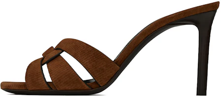(Women) Saint Laurent Tribute High Heel 'Velvet and Leather Brown' 65098626E002330 (Women) Saint Laurent Tribute High Heel 'Velvet and Leather Brown' 65098626E002330