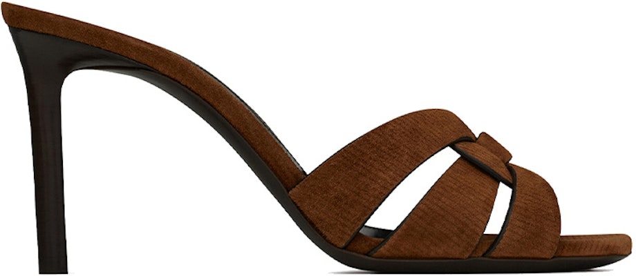 (Women) Saint Laurent Tribute High Heel 'Velvet and Leather Brown' 65098626E002330 Order (Women) Saint Laurent Tribute High Heel 'Velvet and Leather Brown' 65098626E002330