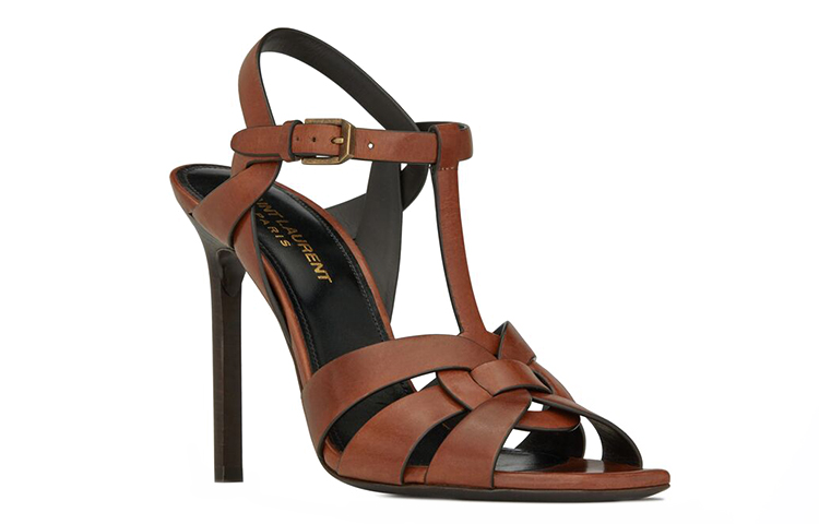 Lookbook (W) Saint Laurent Tribute Tacones Altos 'Cuero Liso Marrón' 620673DWE007660