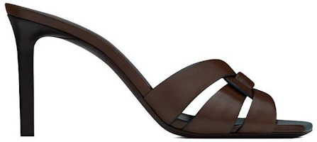 Order (W) Saint Laurent Tribute Mule Tacones Altos 'Cuero Liso Chocolate' 650986DWE006023