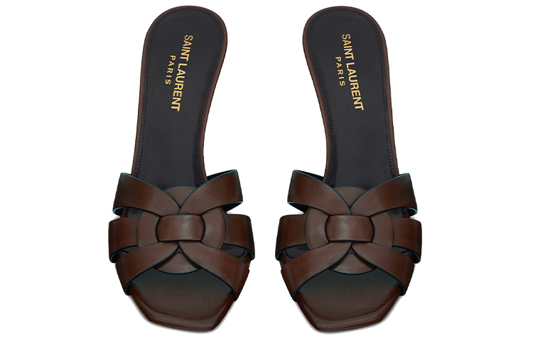 Shop (W) 圣罗兰平稳皮巧克力色高跟凉鞋 650986DWE006023