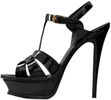 (Women) Saint Laurent Tribute Platform Sandal Heels Black Patent Leather 315487B8I001000/315487AAAOW1000 (Women) Saint Laurent Tribute Platform Sandal Heels Black Patent Leather 315487B8I001000/315487AAAOW1000