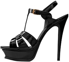 (Women) Saint Laurent Tribute Platform Sandal Heels Black Patent Leather 315487B8I001000/315487AAAOW1000 (Women) Saint Laurent Tribute Platform Sandal Heels Black Patent Leather 315487B8I001000/315487AAAOW1000