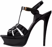 (Women) Saint Laurent Tribute Platform Sandal Heels Black Patent Leather 315487B8I001000/315487AAAOW1000 (Women) Saint Laurent Tribute Platform Sandal Heels Black Patent Leather 315487B8I001000/315487AAAOW1000