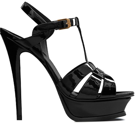 (Women) Saint Laurent Tribute Platform Sandal Heels Black Patent Leather 315487B8I001000/315487AAAOW1000 Order (Women) Saint Laurent Tribute Platform Sandal Heels Black Patent Leather 315487B8I001000/315487AAAOW1000
