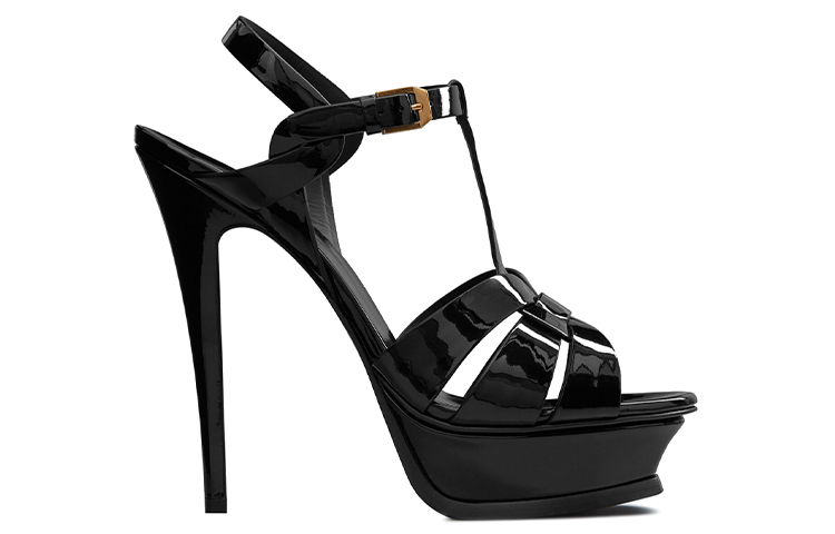 Lookbook (W) Sandalias de Tacón Plataforma Saint Laurent Tribute Negro Charol 315487B8I001000/315487AAAOW1000