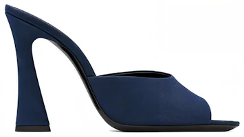 Order 聖羅蘭 Suite 喇叭形鞋跟 杏仁 一字拖鞋 10.5cm 女款 深藍