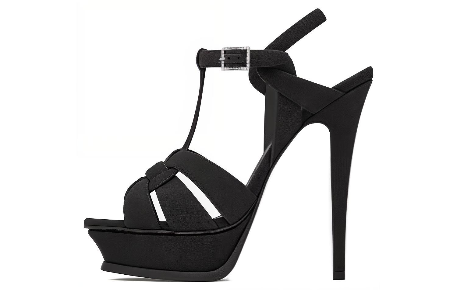 (Women) Saint Laurent Tribute Sandals 'Black Woven Strap' 764348AAAKY1000