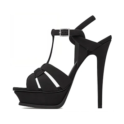 (W) Saint Laurent Tribute Sandals 'Black Woven Strap'