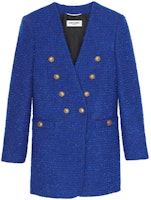 (Women) SAINT LAURENT Tweed Double-Breasted Jacket Blue FW21 671598Y7D264250 (Women) SAINT LAURENT Tweed Double-Breasted Jacket Blue FW21 671598Y7D264250