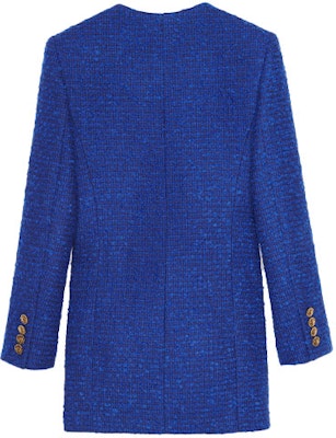 (Women) SAINT LAURENT Tweed Double-Breasted Jacket Blue FW21 671598Y7D264250 Lookbook (Women) SAINT LAURENT Tweed Double-Breasted Jacket Blue FW21 671598Y7D264250