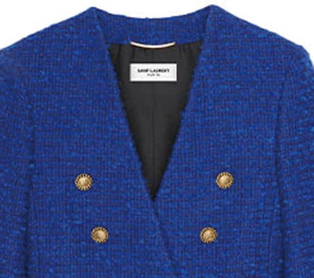 (Women) SAINT LAURENT Tweed Double-Breasted Jacket Blue FW21 671598Y7D264250 Sizing (Women) SAINT LAURENT Tweed Double-Breasted Jacket Blue FW21 671598Y7D264250