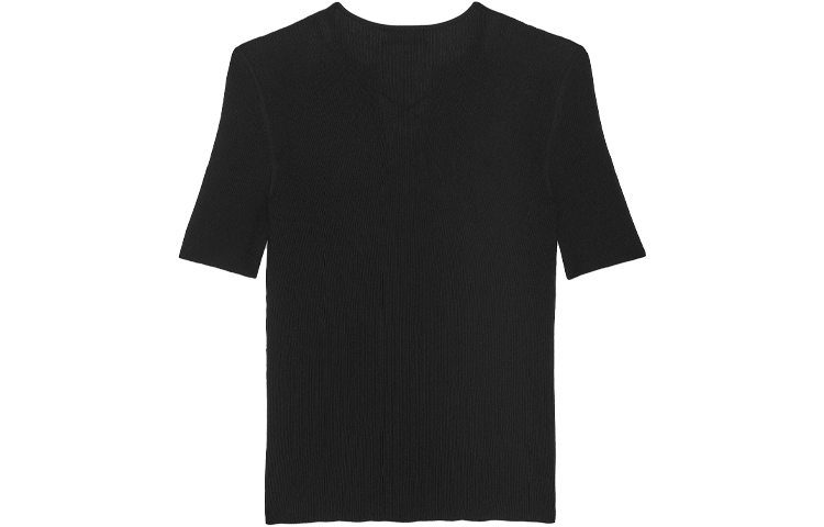 Lookbook (W) 圣罗兰黑色V领系带针织T恤。 658741YAPK21000