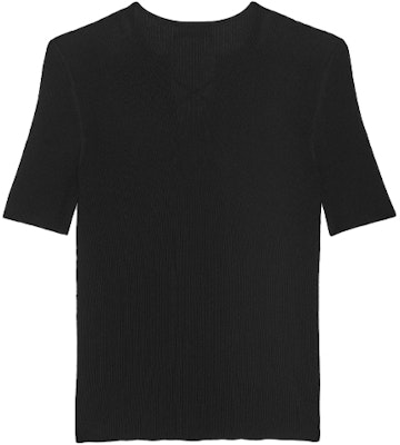 (W) 圣罗兰黑色V领系带针织T恤。 658741YAPK21000 Lookbook (W) 圣罗兰黑色V领系带针织T恤。 658741YAPK21000