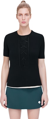 (W) 圣罗兰黑色V领系带针织T恤。 658741YAPK21000 Purchase (W) 圣罗兰黑色V领系带针织T恤。 658741YAPK21000