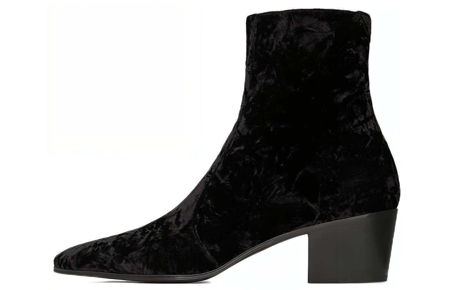 (Women) Saint Laurent Vassili 'Black Velvet Zip' 711275AAAPM1000