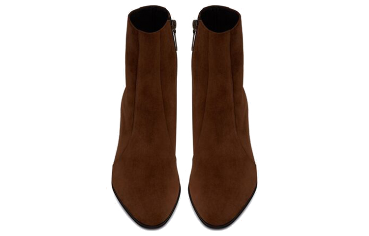 Shop 聖羅蘭 Vassili 麂皮拉鍊短靴 女款 棕色