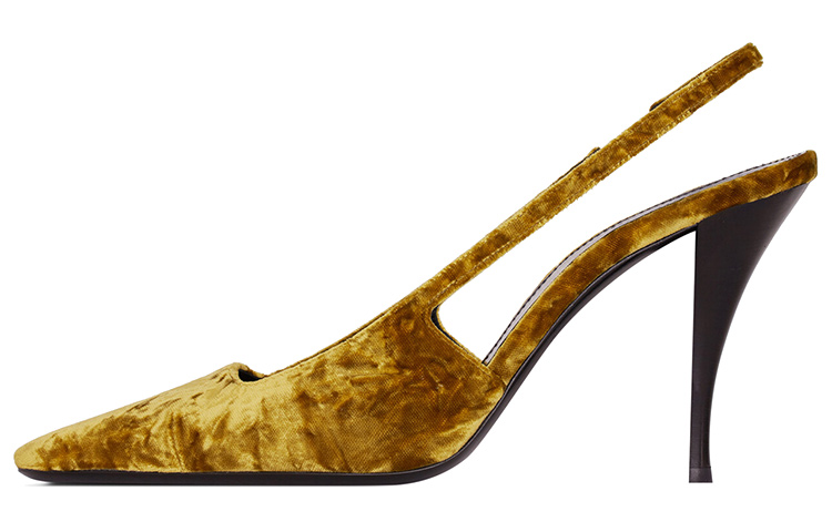 (Women) Saint Laurent Velvet Blade Peep-Toe High Heels 'Yellow' 709185AAAPM7714