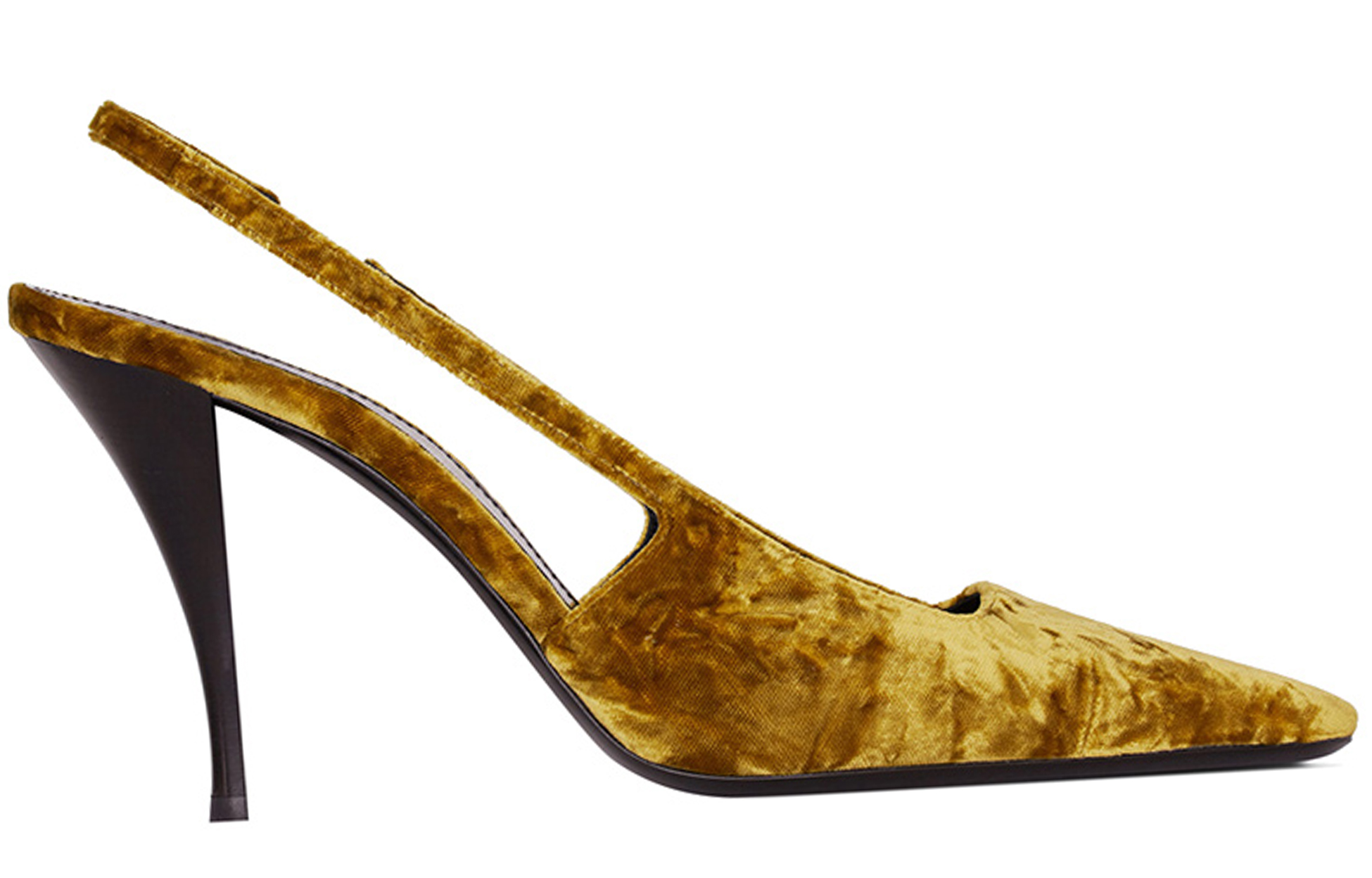 Order (Women) Saint Laurent Velvet Blade Peep-Toe High Heels 'Yellow' 709185AAAPM7714