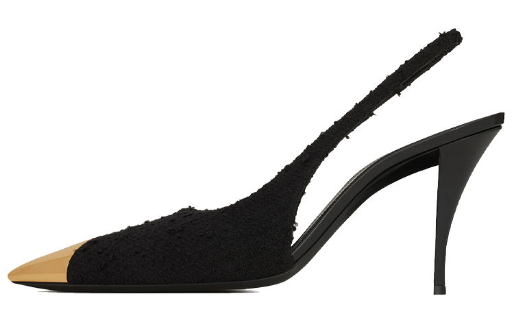(Women) Saint Laurent Vesper 'Black Tweed Slingback Heels' 6739060COKK1000