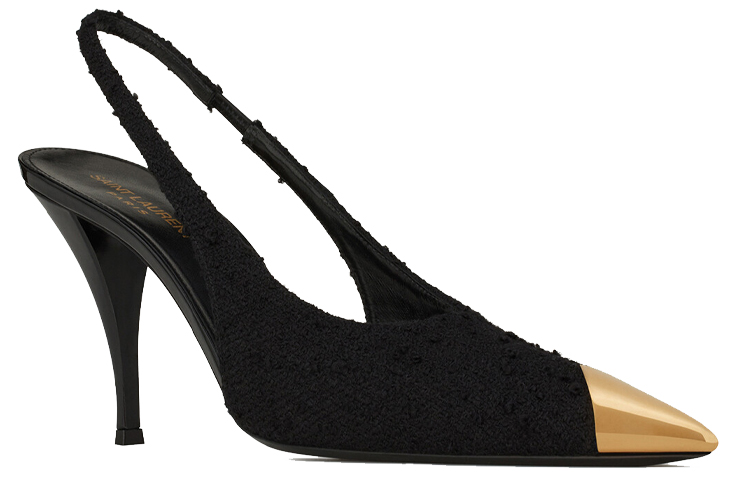Lookbook (W) Saint Laurent Vesper 'Tacones Slingback en Tweed Negro' 6739060COKK1000