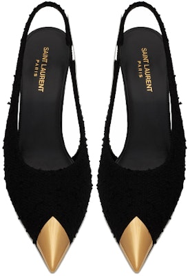 (Women) Saint Laurent Vesper 'Black Tweed Slingback Heels' 6739060COKK1000 Shop (Women) Saint Laurent Vesper 'Black Tweed Slingback Heels' 6739060COKK1000