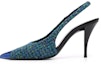 Buy (W) Saint Laurent Vesper 'Tumit Tinggi Tweed Biru' 680881AAA029610