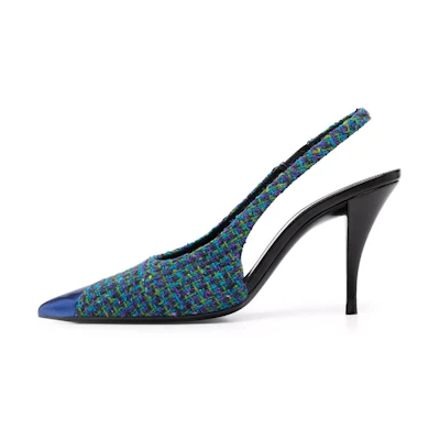(W) Saint Laurent Vesper 'Blue Tweed High Heel'