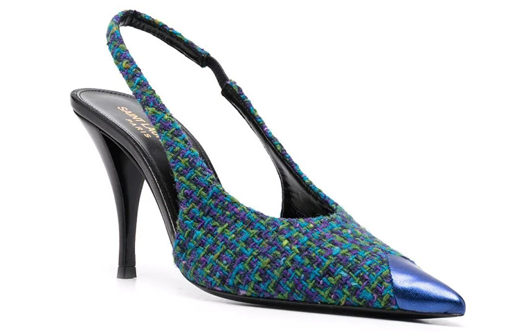 Order (W) Saint Laurent Vesper 'Tacón Alto Tweed Azul' 680881AAA029610