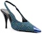 (W) Saint Laurent Vesper 'Tumit Tinggi Tweed Biru' 680881AAA029610