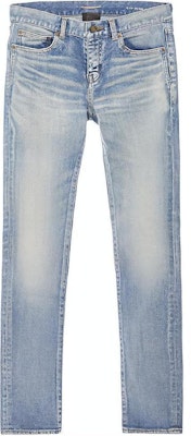 (Women) SAINT LAURENT Vintage Distressed Mid-Rise Logo Patch Jeans Women Denim Blue 614447Y507X4986 Buy (Women) SAINT LAURENT Vintage Distressed Mid-Rise Logo Patch Jeans Women Denim Blue 614447Y507X4986