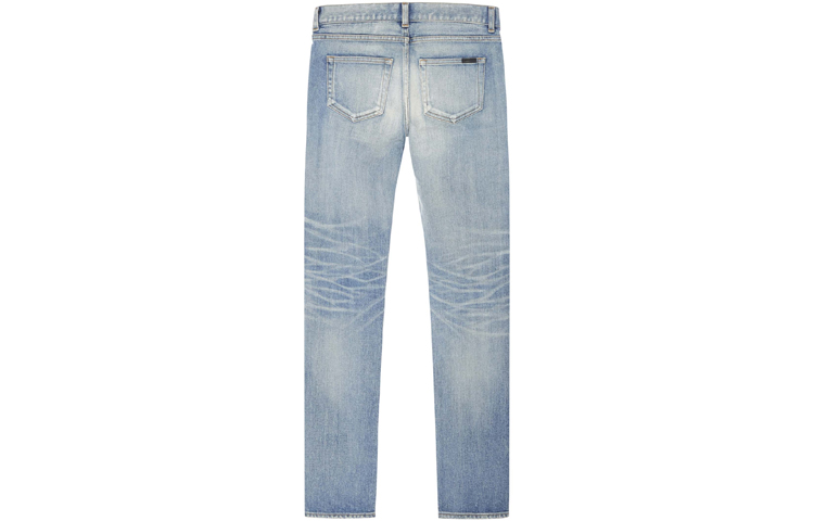 Lookbook (Women) SAINT LAURENT Vintage Distressed Mid-Rise Logo Patch Jeans Women Denim Blue 614447Y507X4986