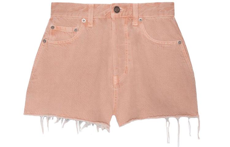 Order (Women) SAINT LAURENT Vintage Pink Denim Shorts. 652530Y23NM9849